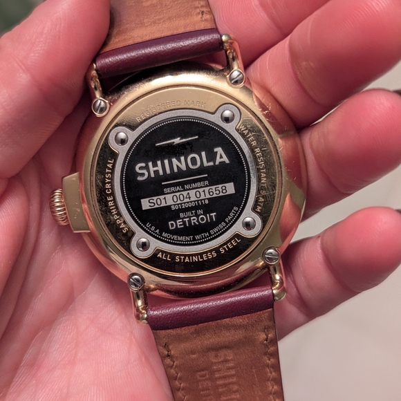 Shinola Runwell 47mm Watch with Maroon Leather Strap - Picture 6 of 10